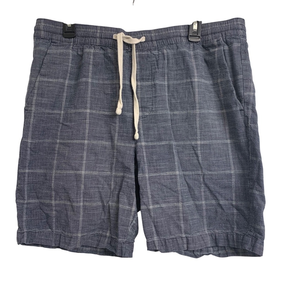 Banana Republic L Blue Plaid Cotton Coastal Preppy Drawstring Shorts
